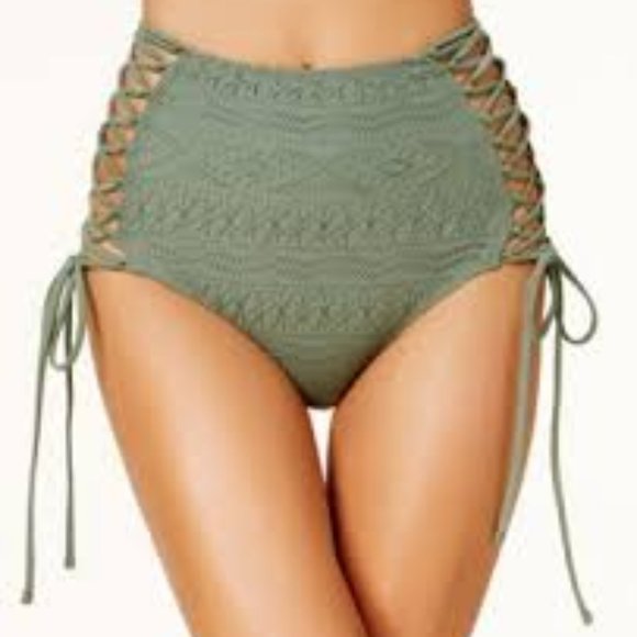 Hula Honey Other - Olive High Waisted Lace Caged Bikini Bottom